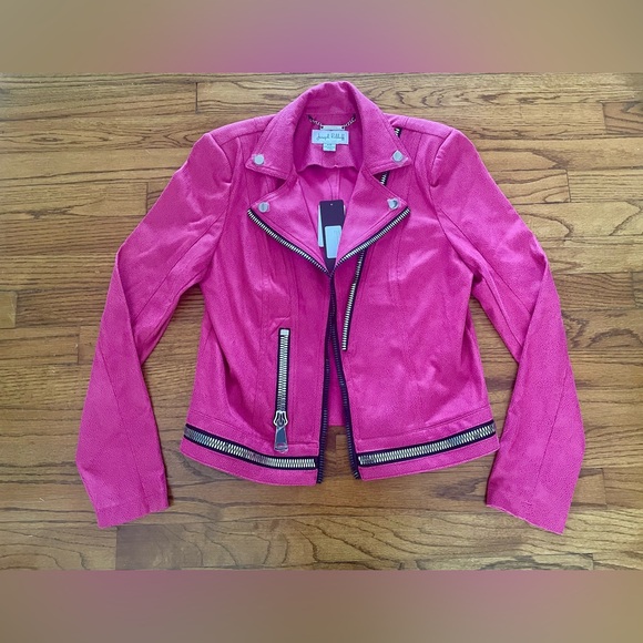 Joseph Ribkoff Hot Pink Fuchsia Moto Jacket Style 211954 Size Medium NEW W/ TAGS - Picture 5 of 12